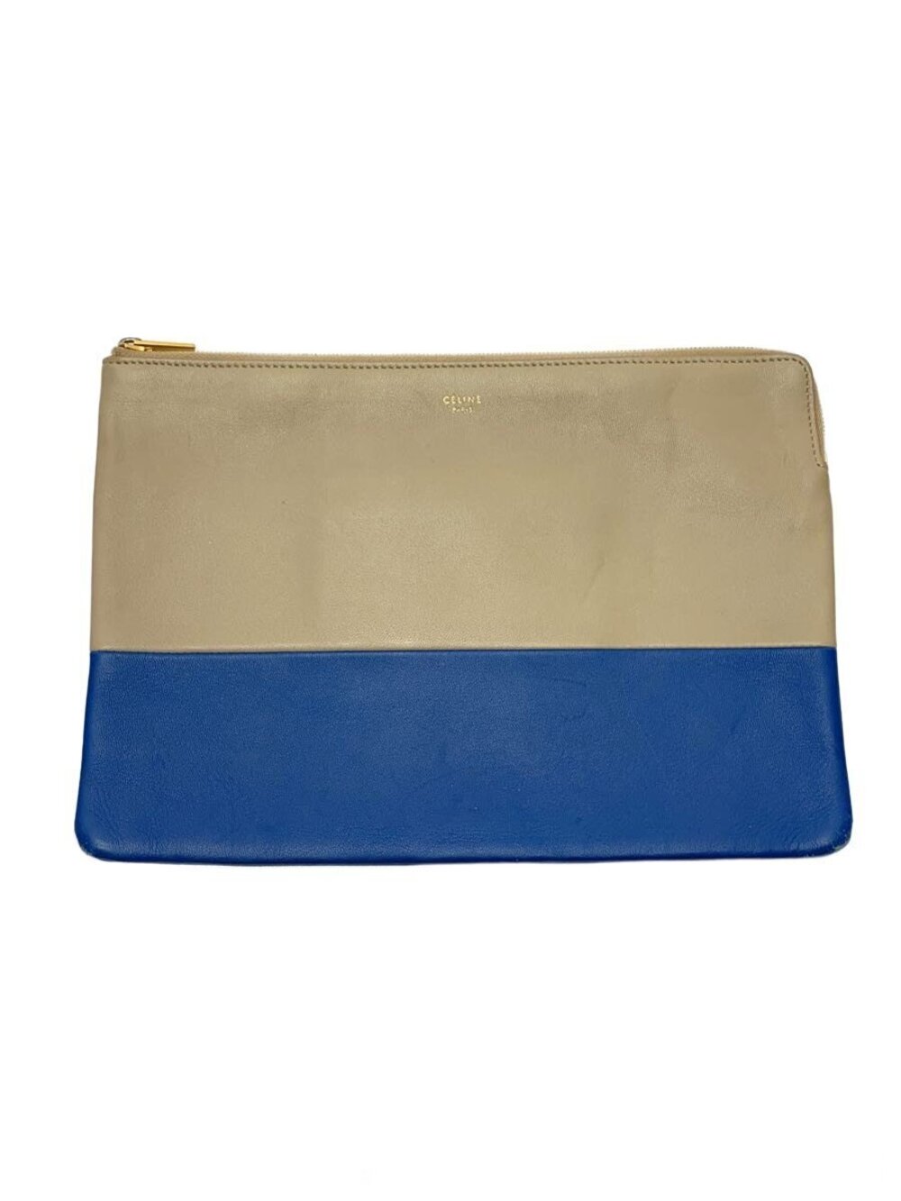 Celine Clutch Bag Leather Blue Bicolor